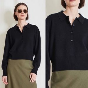NWT Apiece Apart Merino Wool Kari Polo Knit Black Small